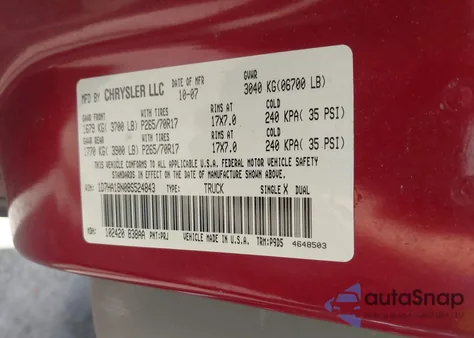 2008 Dodge Ram 1500 St/Sxt from USA, damaged, VIN 1D7HA18N08S524843